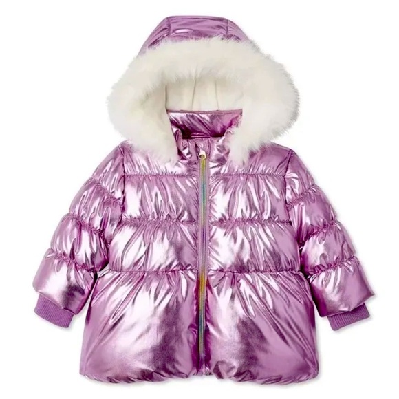 Baby Girl/Toddler Hooded Puffer Jacket Pink/Purple winter coat 12 - 18 months - Picture 1 of 2